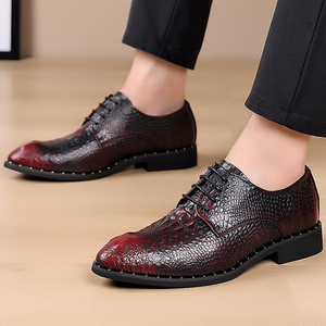 Nieuwe trendy herenschoenen met veters, luxe stijl, slijtvast, veelzijdig, spitse neus, bruidsschoenen - Product Image 5