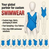 Maillot de bain une pièce personnalisé à volants en tissu recyclé pour filles et enfants, tenue de plage