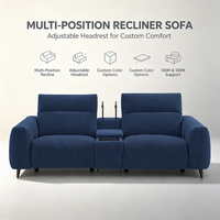 Fauteuil de cinéma inclinable électrique 2 places de designer avec console de rangement multimédia et appuie-têtes motorisés – Ensemble de canapés Premium à mouvement asservi