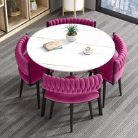 Table à manger minimaliste en MDF avec 4 chaises en tissu, mobilier moderne pour restaurant, hôtel, centre commercial, appartement, avec ensembles de chaises - Vente chaude