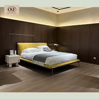 OKF-Mobilier de Chambre à coucher Villa Européenne Artistique Design Lit Double en Bois Massif Rembourré