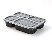 4 Verdeeld Herbruikbare Microwaveable Bento Box Custom Luchtdicht Te Gaan Container Lekvrij Fast Food Lade Met Deksels Voor Restaurant