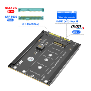 محول <span class=keywords><strong>M</strong></span>.2 NVMe SSD إلى U.2 SFF-8639 مع حامل معدني PCB مقاس 2.5 بوصة لـ SSD <span class=keywords><strong>M</strong></span>.2 Key <span class=keywords><strong>M</strong></span> بحجم 2230-2280 متوفر للخوادم وأجهزة سطح المكتب - Product Image 2