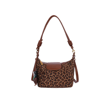 Sac à bandoulière pour femme en gros, style rétro, en daim épissé imprimé léopard, grande capacité, sac à bandoulière croisé pour femme