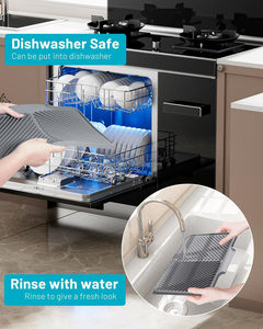 Tapis <span class=keywords><strong>de</strong></span> séchage <span class=keywords><strong>de</strong></span> vaisselle en silicone enroulable pour comptoir <span class=keywords><strong>de</strong></span> cuisine, avec drainage rapide, résistant à la chaleur, facile à nettoyer, multi-usages - Product Image 3