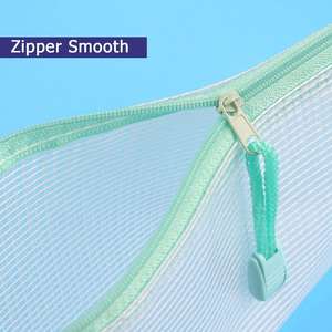 Macaron <b>A4</b> Mesh <b>File</b> Bag Waterproof Zipper Pouch Plastic Exam Paper Organizer School Office Document Storage Supply - Product Image 2