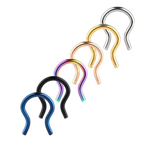 Stainless Steel U-Shaped Nose <b>Ring</b> Silver <b>Black</b> Rainbow Gold Blue Rose Gold Septum Piercing Jewelry Geometric Hook Design - Product Image 5