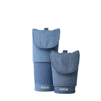 Porte-pinceaux de maquillage en denim résistant à l'eau, étui à pinceaux cosmétiques avec bouton-pression, logo brodé, rangement portable pour pinceaux de voyage