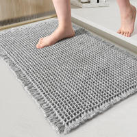 Tapis de bain FIGOO de luxe en microfibre douce à motif gaufré, antidérapant, écologique, avec logo personnalisé