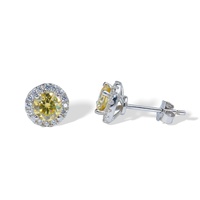 Boucles d'oreilles clous carrées en moissanite jaune citron certifiée GRA, plaquées or blanc 18 carats, en argent sterling 925, taille brillant, à griffes