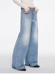 <span class=keywords><strong>Jean</strong></span> en denim vintage taille haute pour <span class=keywords><strong>femme</strong></span>, coupe large, style Y2K streetwear, déchiré et vieilli, pantalon baggy amincissant, chic et rétro - Product Image 2