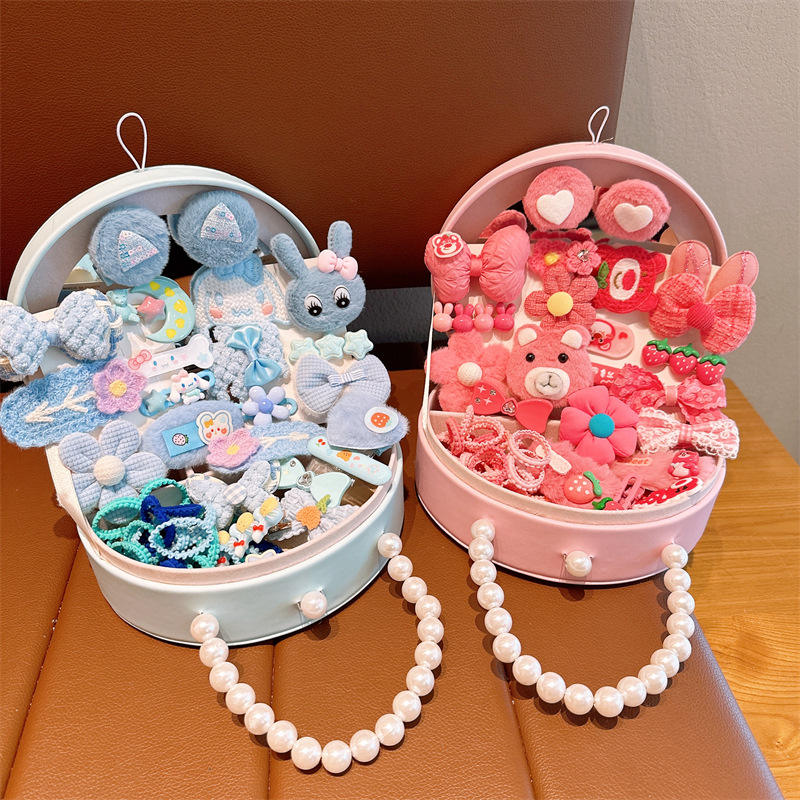 Children's Hair Accessories Girls Hair Clip Set Gift Box Little Girls Hair Card Princess Head String Leather Band Jewelry Box