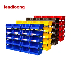 LEADLOONG V4 276*279*128MM Plastic Storage Bin Hanging Stacking Containers With Divider, 11-Inch x 11-Inch x 5-Inch, 6Pack