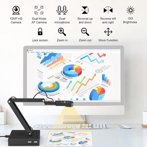 12 MP Visualisator mit Ultra-Hochauflösung Dokumentenkamera mit LED-Licht und Mikrofon USB Klassenzimmer-Visualer Modellpräsentator - Product Image 3