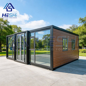 บ้านสำนักงานทรงสี่เหลี่ยมผืนผ้าแบบโมเดิร์น HESHi ดีไซน์สำเร็จรูปพร้อมผนังกระจกและแผงไม้ - Product Image 1
