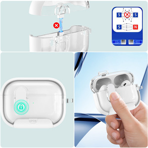 Funda transparente para auriculares con cargador inalámbrico, a prueba de golpes, de TPU y PC, con función de soporte para <span class=keywords><strong>Airpods</strong></span> <span class=keywords><strong>Pro</strong></span> - Product Image 2