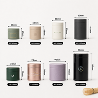 Boîte en métal ronde de 30g pour emballage de thé de qualité alimentaire, luxueuse, hermétique, bleue, pour poudre de matcha