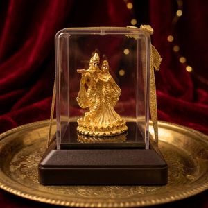 Statue artisanale Radha Shyam en acier inoxydable, idéale pour la décoration de temple domestique, salle de Puja, cadeau de mariage et de festival - Product Image 1