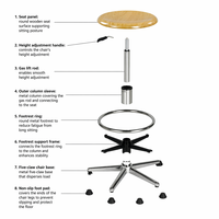 Chaises de laboratoire rondes en bois, structure démontable moderne, équipement de laboratoire universitaire, mobilier d'atelier hospitalier