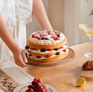 Acacia Wood Cake Display Stand with Acrylic Dome Lid 2-in-1 Rotating Cake Holder,Cake Plate Display with Cover for Baking Gifts - Product Image 2