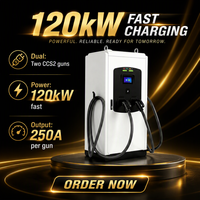 Station de recharge rapide DC 120 kW, double unité de charge CCS2 pour véhicules électriques, écran tactile 7 pouces, chargeur extérieur IP54 pour parking commercial