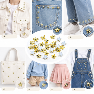 หมุดย้ำพลาสติกทรงดาวสองหัว, หมุดตกแต่งสำหรับเสื้อผ้าและกระเป๋า - Product Image 4