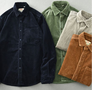 Sanmagno Camisa de pana informal de otoño para hombre Cálido Stylish100 % algodón con botones de manga larga de un solo pecho - Product Image 6