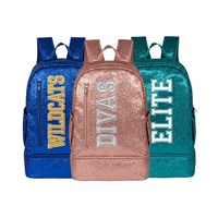 Sac à dos léger et respirant en polyester imprimé pailleté pour équipes de danse, sports d'élite, ligue de victoire, violet, rouge, or, adulte