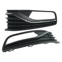 OEM-Style Linke & Rechte Vordere Stoßstangen-Nebelscheinwerferabdeckung Grillblende Unterer Kühlergrill mit Chrom-Zierleiste für VW Polo 6R 2014-2017