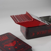 Ensemble de 78 cartes de tarot en feuille rouge personnalisées, jeu de cartes de tarot en papier d'art Anime, carte de tarot en feuille rouge dorée avec boîte en métal
