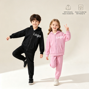 Ensemble de sweat-shirts d'hiver pour enfants avec logo personnalisé, vêtements de sport décontractés à fermeture éclair pour garçons, ensembles de vêtements pour enfants - Product Image 1