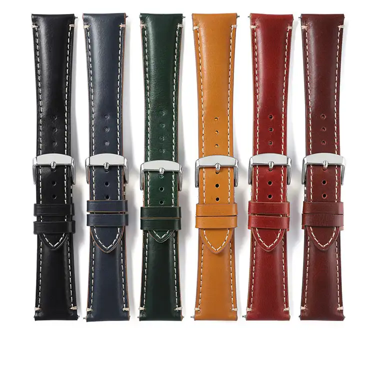 Watch Band Hand Sewn Luxury Cordovan Tapering Leather Watch Band Vintage Genuine Leather Tapered Watch Strap Fashions 20/22/24/mm