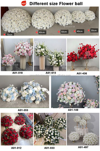 LEDA Wedding Table Centerpieces Supplies Wholesale Luxury Silk Red Rose <b>Artificial</b> <b>Flower</b> Ball - Product Image 6