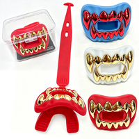 Protège-dents de football avec sangle connectée - Protège-dents 3D Beast Chrome pour adultes et jeunes, pour la protection des dents lors des sports