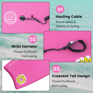 IBOARD Planche de surf unisexe <span class=keywords><strong>Bodyboard</strong></span> légère avec laisse EPS Core Premium et dragonne Logo personnalisable pour les sports nautiques - Product Image 5