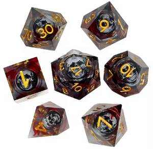 Dés à jouer en résine pour <span class=keywords><strong>jeu</strong></span> <span class=keywords><strong>de</strong></span> rôle DND, thème Halloween, crâne, bord tranchant, vente en gros - Product Image 3