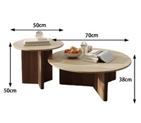 Ensemble de tables basses en ardoise de style Wabi-Sabi vintage, table basse ronde rétro design pour salon et petit appartement