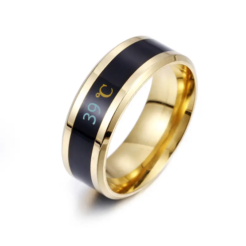 Bague thermomètre intelligente en acier inoxydable, anneau Simple, mesure de la température, original, pour Couple, bijoux de mariage, nouveau, 2020