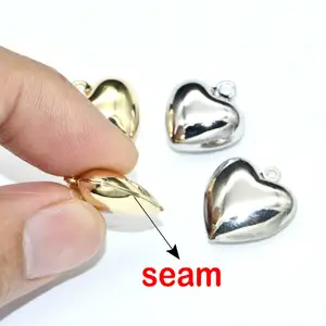 High Quality Gold Silver Plating 16mm Seam Peach Heart Pendant Charms For Fashion Unisex Jewelry Making Findings