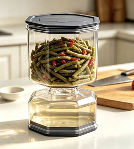 Conteneur transparent pour kimchi avec passoire, <span class=keywords><strong>pot</strong></span> <span class=keywords><strong>à</strong></span> marinade double couche pour chou, fabricant de sauerkraut en plastique de qualité alimentaire - Product Image 1