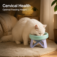 Gamelle pour chat en plastique « Soucoupe volante » avec support surélevé, mignonne, pour le soutien du cou, automatique et étanche
