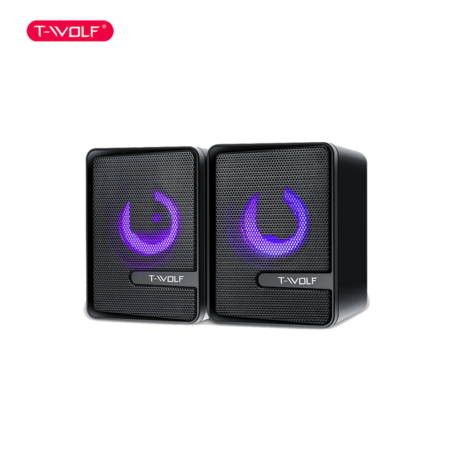 T-WOLF S3 Computer Desktop Speaker RGB Gaming Speakers with Subwoofer Stereo Sound Volume Control for PC Desktop Computer Gamer