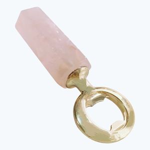 Masseur facial personnalisé avec logo, bouteille en cristal de quartz rose avec garniture dorée pour cadeau - Product Image 5