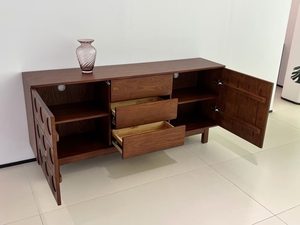 Aparador de Gran Capacidad de Estilo Moderno de Mediados de Siglo, Mueble de Almacenamiento Lateral de Madera Sólida para Sala de Estar - Product Image 3