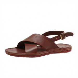 Sandalias Planas de Cuero Genuino con Hebilla y Borde de Encaje Cruzado para Mujer y Hombre, Tendencia de Moda, Venta al por Mayor, Oferta de Verano 2023 - Product Image 2