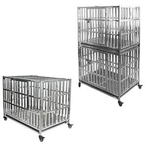 Jaula plegable y apilable para perros, jaula de <span class=keywords><strong>Metal</strong></span> de acero resistente de una sola puerta - Product Image 1