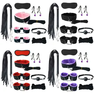 Sacknove Cặp Vợ Chồng Mềm Nylon Trung Quốc 8 Pcs Sexy Flirt Fetish Còng Tay Kiềm Chế Kit Công Cụ Thiết Lập Bondage Đồ Chơi Tình Dục