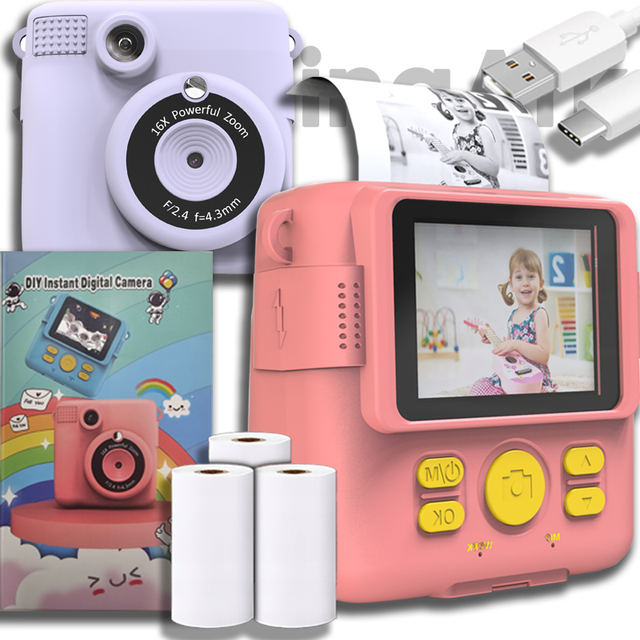SourcingArk Thermal Print Camera MP3 Player Photo Game Toy for Kids Christmas Birthday Gift DIY ABS-681