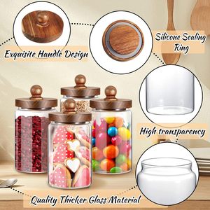 Juego de Recipientes de Vidrio Herméticos para Cocina Contemporánea, con Tapas de Madera, para Almacenamiento de Alimentos - Product Image 5