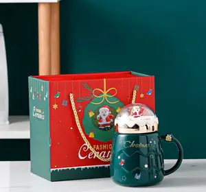 奢华经典吹盖杯家用陶瓷杯带盖和u盘取暖器咖啡M圣诞杯礼品套装